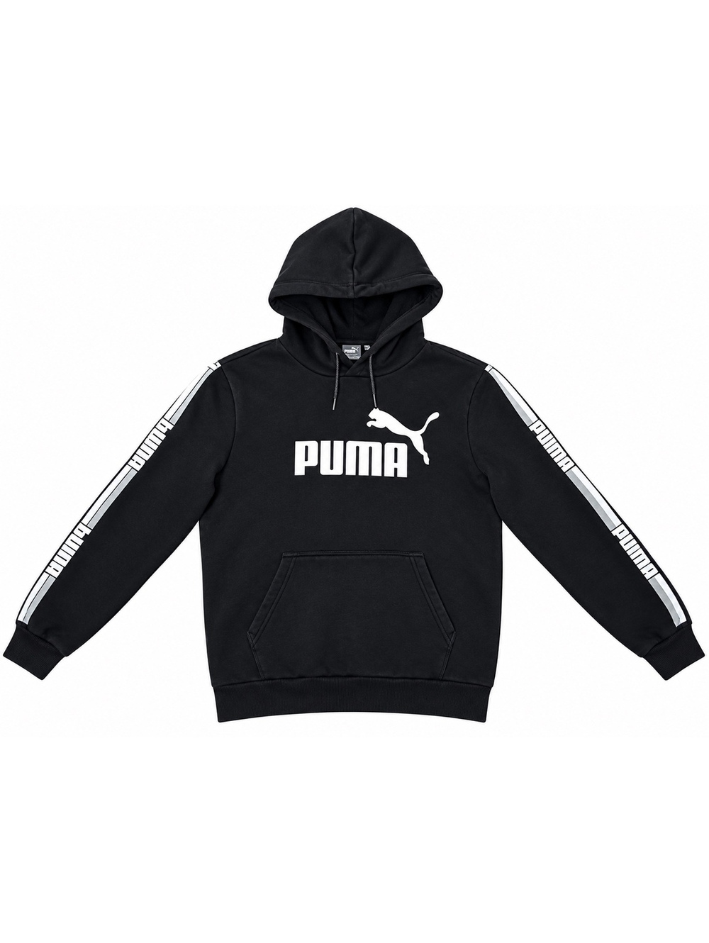 PUMA Men’s Black Pullover Hoodie Size M Logo Sweatshirt Long Sleeve